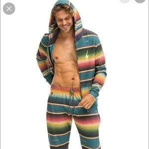 NWOT Aviator Nation blue serape hoodie -M